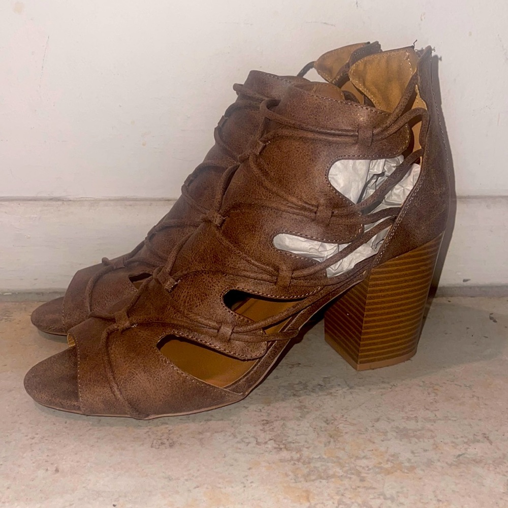 Rustic Peep Toe Heel Booties.